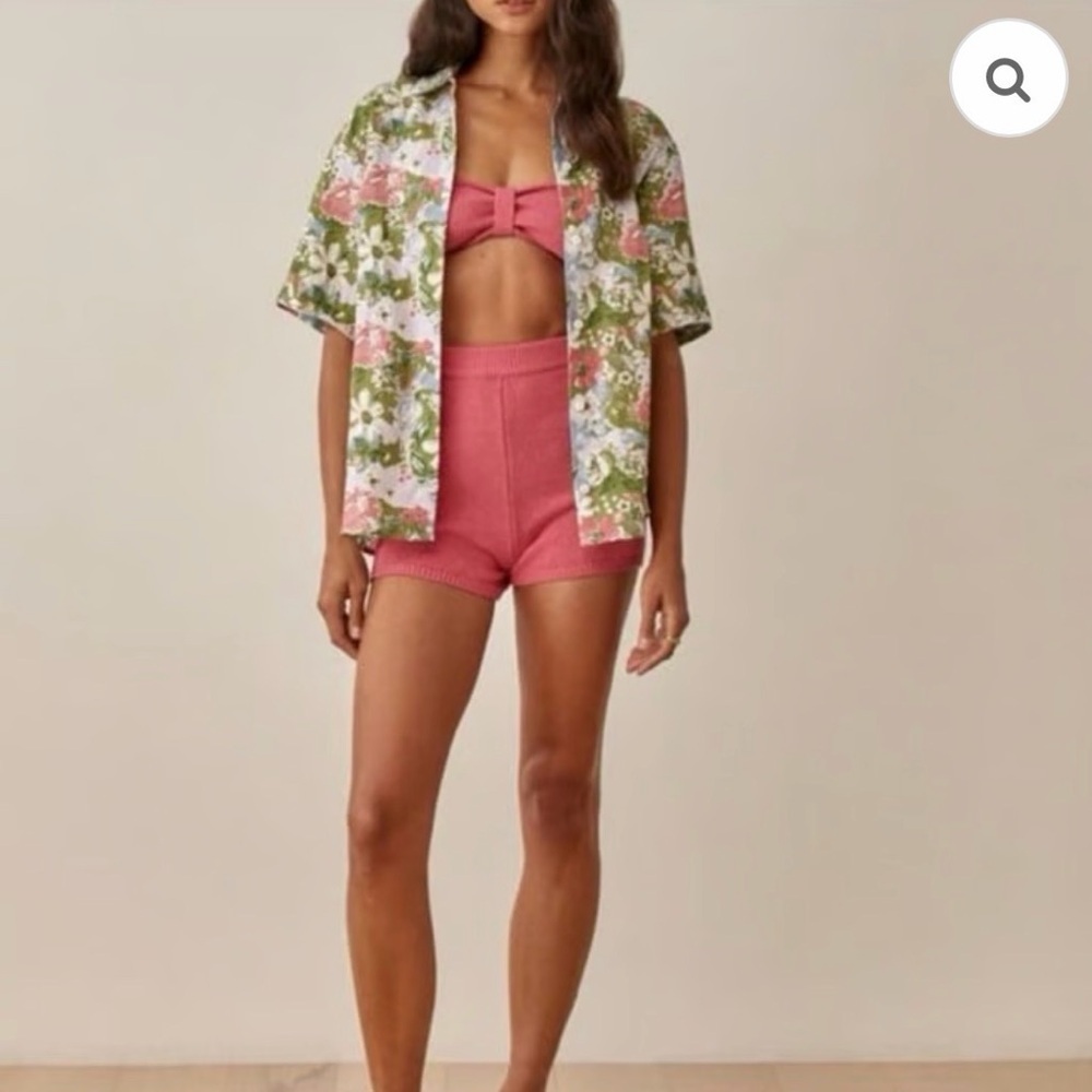 REFORMATION 
Net Sustain Paradiso Organic Cotton Strapless Bra And Shorts Set